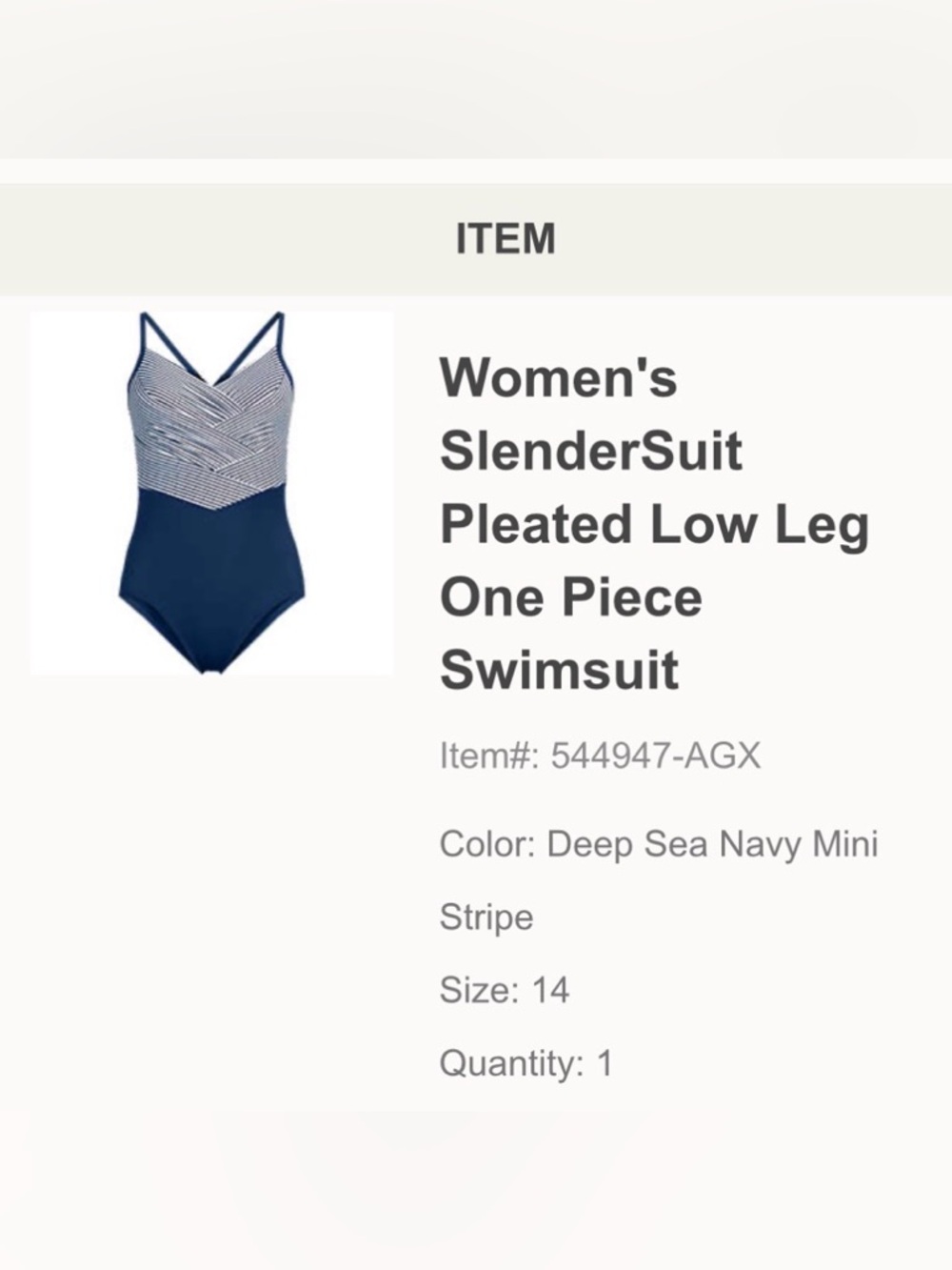 Lands' End Navy and White Striped SlenderSuit One-Piece Swimsuit